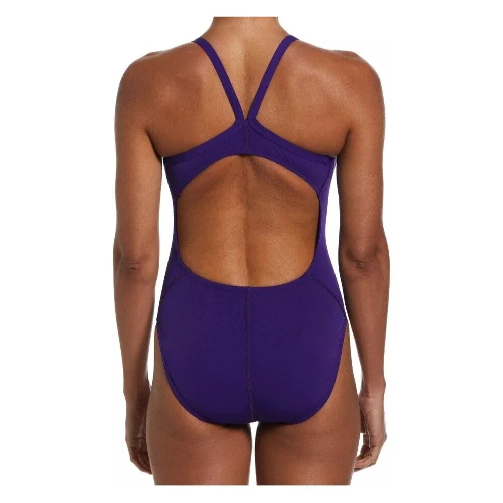Nike Youth Girl's Solid Royal Purple Racerback One Piece Swim Suit Sz 20 New